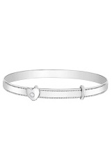 handsome silver clear CZ heart adjustable baby bangles